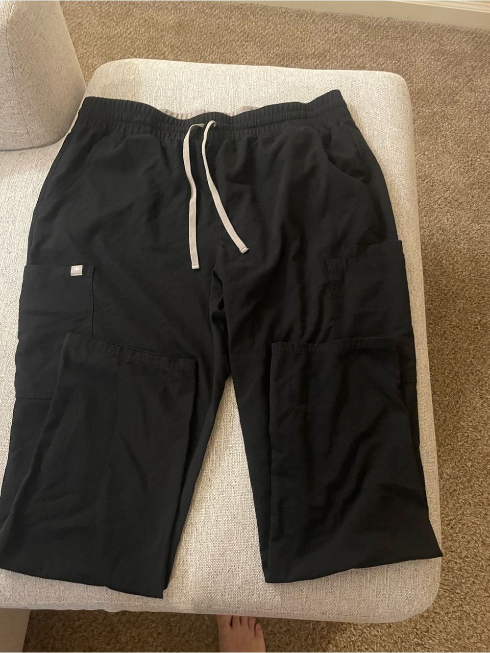 Large Black Women's Cargo Drawstring Utility Pants